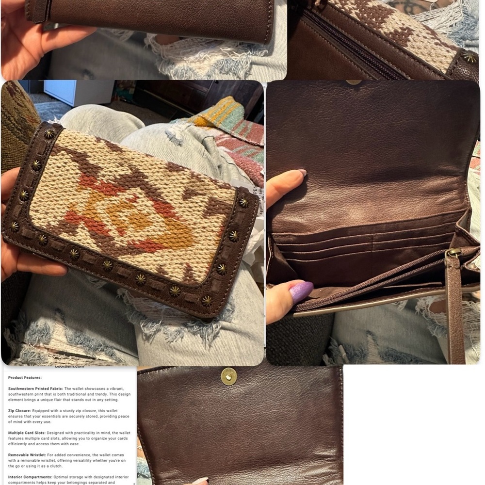 Shyanne Brown and Cream Wallet with Southwestern Pattern